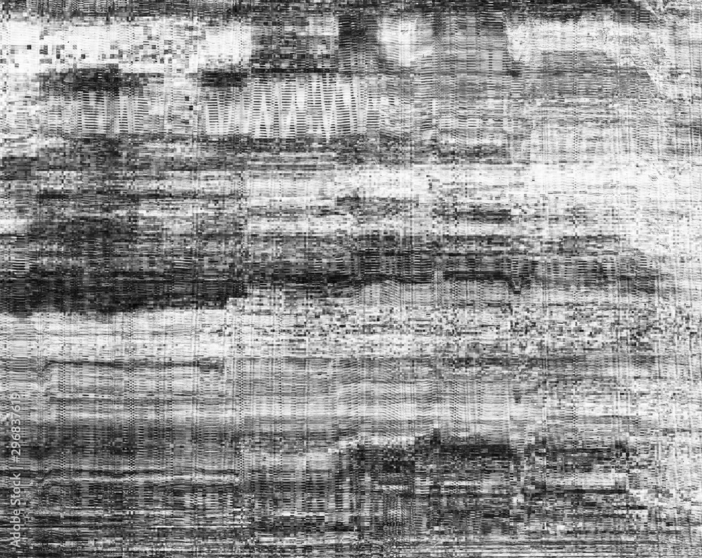 Obraz premium Screen damage. Signal error. Black white pixel static noise.