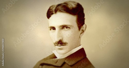 Nikola Tesla (1890). An Iconic Photo of Nikola Tesla in Motion. 3d Modelled Face and Virtual Camera Movement. Serbian-American Inventor, Electrical Engineer, Mechanical Engineer, and Futurist.