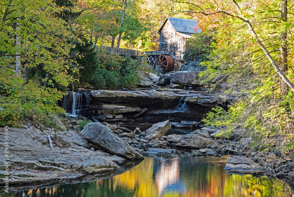 Reflections of fall colors around Glades Grist Mill in WVA. Reflections of fall colors around Glades Grist Mill in WVA.