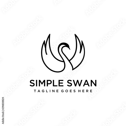 Simple luxury swan logo design template