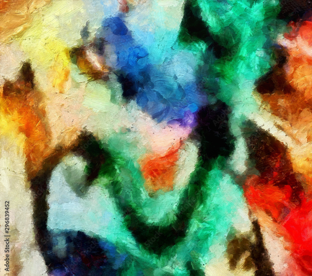 Fototapeta premium Multicolor brush strokes in oil structure. Grunge fine art mixed media texture. Artistic detailed background. Interesting designed pattern. Prints backdrop.