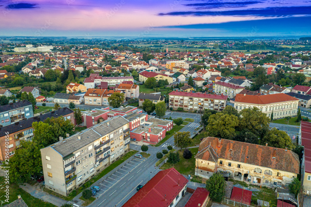 Beautiful Bjelovar sunrise from above (Bjelovar, Bjelovar Bilogora County, Croatia) 