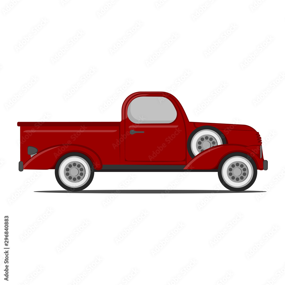 Classic red Retro pickup truck. Vector Illustration Classic red Retro pickup truck. Vector Illustration
