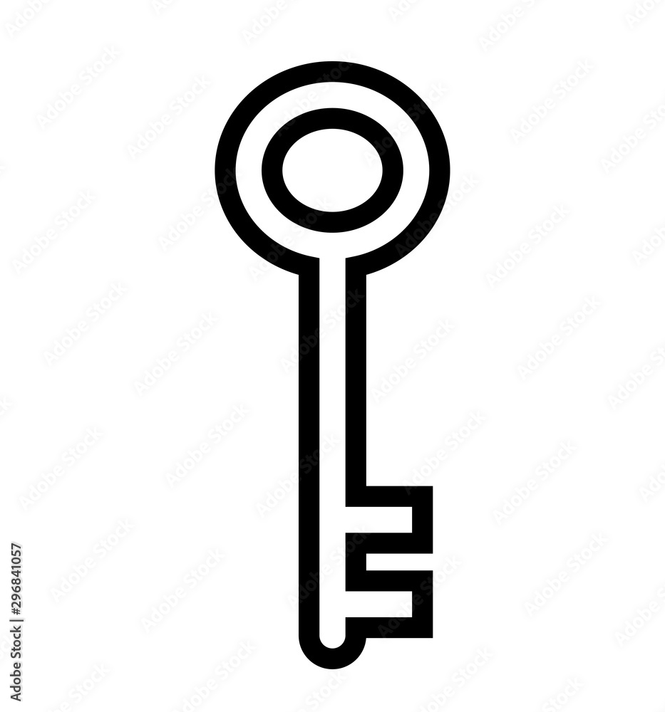 Key vector line icon isolated on white Key vector line icon isolated on white
