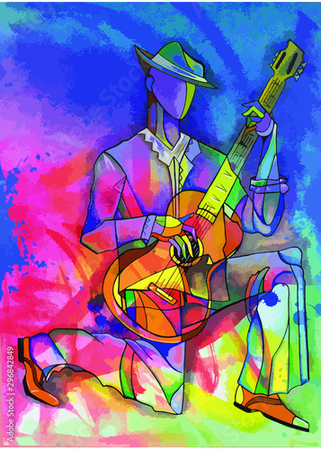 Músico tocando guitarra