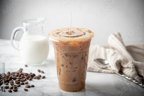 iced coffee in disposable plastic cup Fototapet