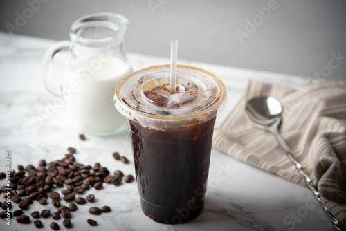Fototapeta Naklejka Na Ścianę i Meble -  iced coffee in disposable plastic cup