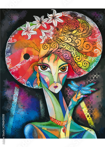 Retrato de chica con libélula