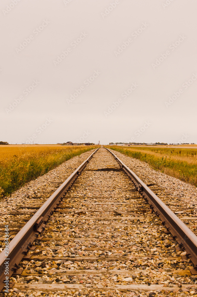 Railroad disappearing to vanishing point Railroad disappearing to vanishing point