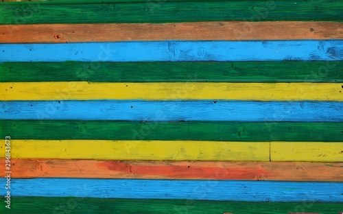 wall made of planks painted in different colors