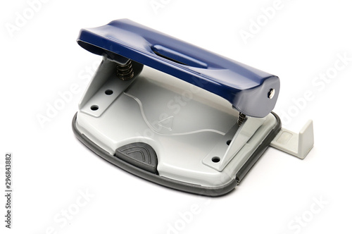 Office hole punch on a white background