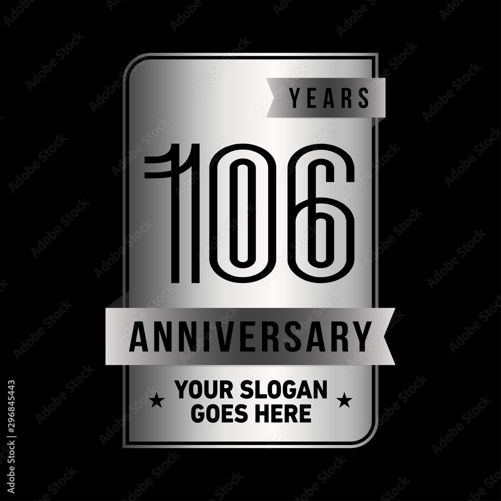 106 years anniversary design template. One hundred and six years celebration logo. Vector and illustration. 106 years anniversary design template. One hundred and six years celebration logo. Vector and illustration.