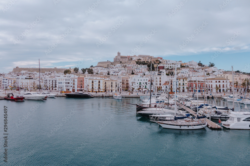 Scenic view of harbor with boats Scenic view of harbor with boats