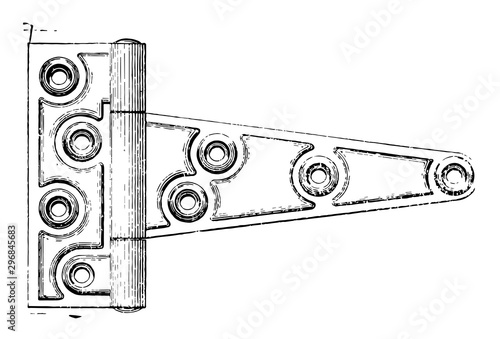 Door Style Hinge pivot style vintage engraving.