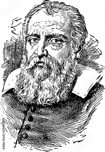 Galileo Galilei vintage illustration