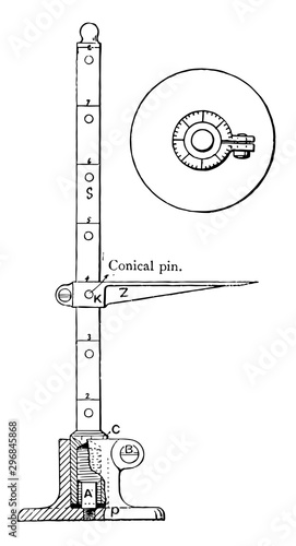 Planer Height Gage, vintage illustration.