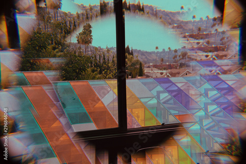 Kaleidoscope view of stripes and landscape
