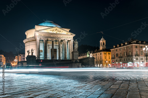 Wallpaper Mural Gran Madre di Dio Church in Turin, City illuminated at night Torontodigital.ca