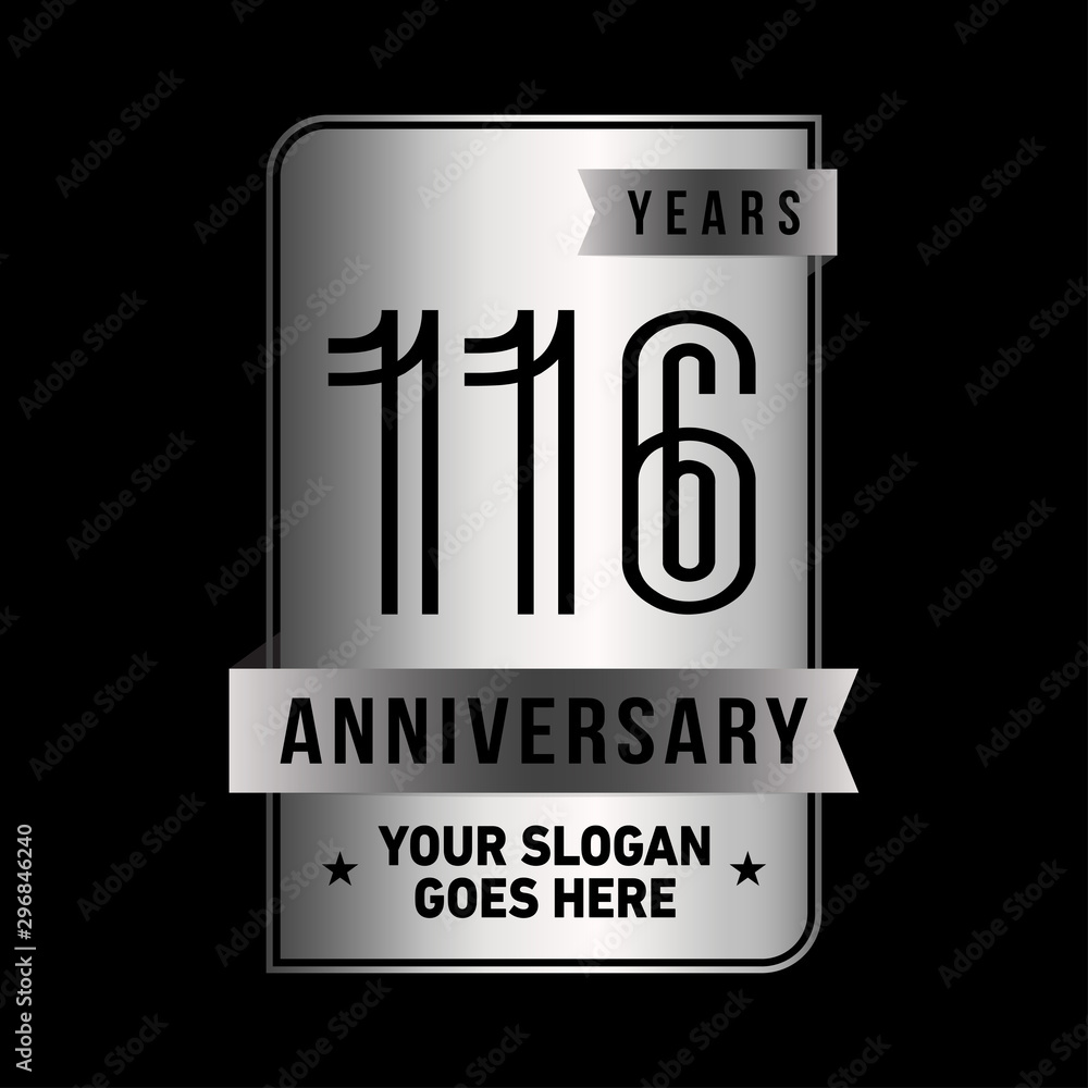 116 years anniversary design template. One hundred and sixteen years celebration logo. Vector and illustration. 116 years anniversary design template. One hundred and sixteen years celebration logo. Vector and illustration.