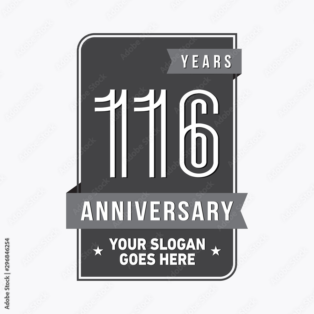 116 years anniversary design template. One hundred and sixteen years celebration logo. Vector and illustration. 116 years anniversary design template. One hundred and sixteen years celebration logo. Vector and illustration.