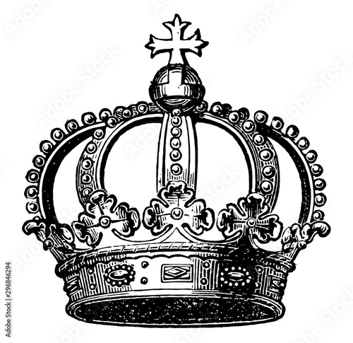 A Prussian crown vintage engraving.