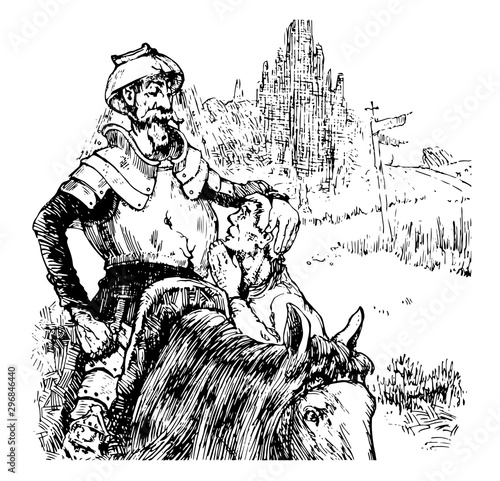 Quadro em tela Don Quixote vintage illustration
