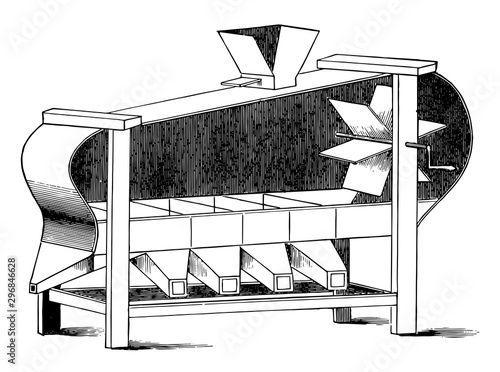Winnowing Machine, vintage illustration.