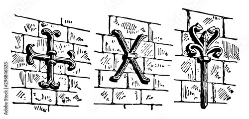 Anchor authentic interior finishing vintage engraving.