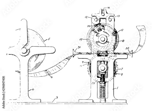 Ticket Printing Machine vintage illustration.