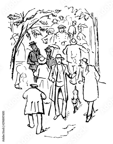 Promenade vintage illustration.