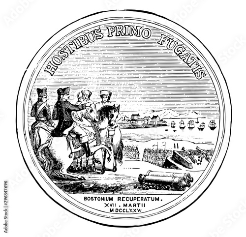 Washington Congressional Gold Medal Back vintage illustration.