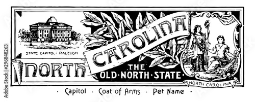 The state banner of North Carolina the old north stat vintage illustration