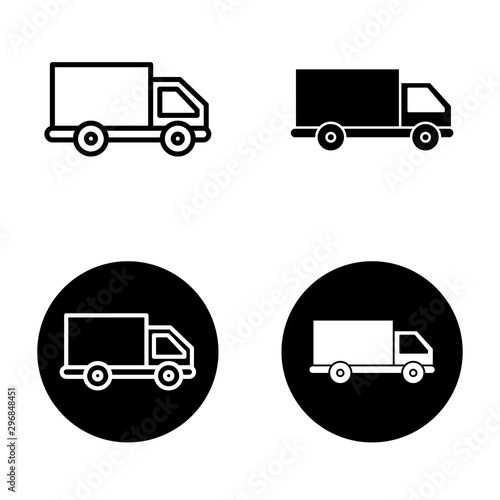 Set of truck vector illustration with black and white color. Truck icon 