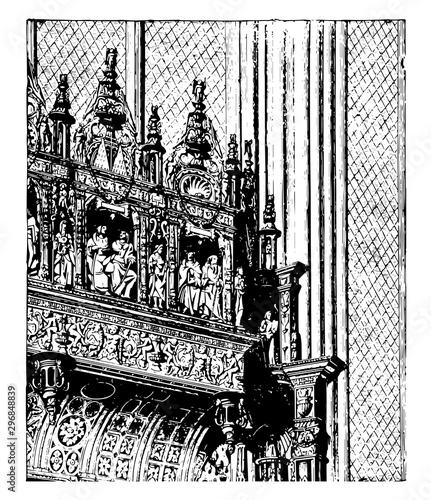 Tomb of Cardinal dAmboise at Rouen vintage engraving.