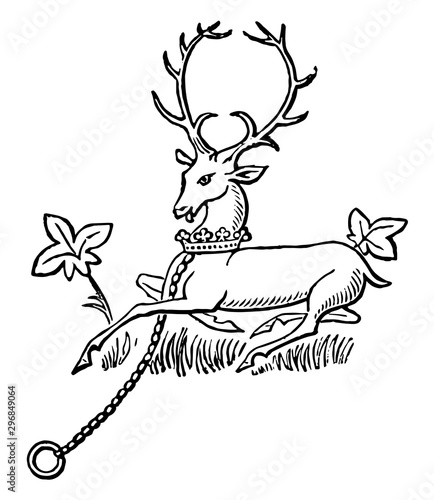The White Hart are the generally charged with the paternal arms of the deceased vintage engraving.