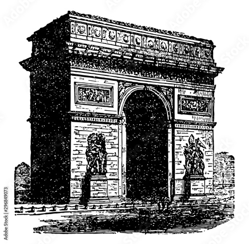 Arch of Triumph sizes vintage engraving.