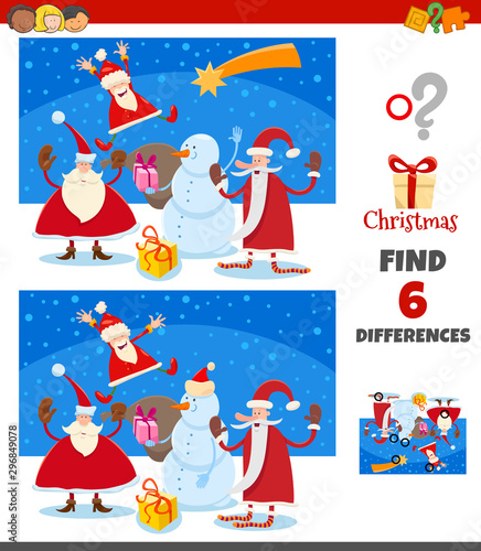 differences game with happy Santa Claus characters