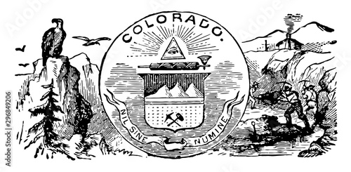 The official state seal of Colorado vintage illustration