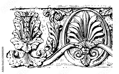 Band Pattern of Trajan in Latern Museum vintage engraving.