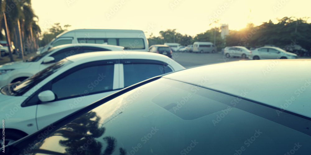 Cars parked in the parking lot.
