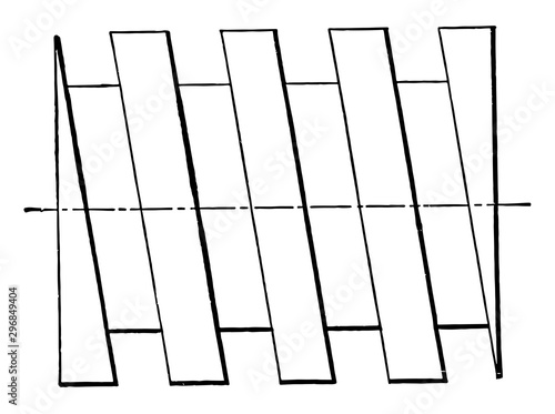 Square Thread Screw Mechanical Drawing Representation screw with a continuous helix vintage engraving.