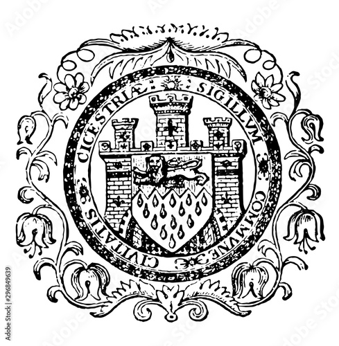 The seal for the city of Chichester England vintage illustration