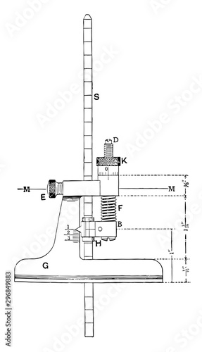 Depth Micrometer Gage, vintage illustration.