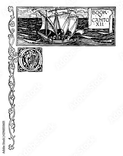 Fairy Queen is an English epic poem by Edmund Spenser vintage engraving.