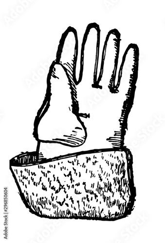 Glove of Henry VI, it’s a Leatherworking and Miscellaneous Crafts, vintage engraving.