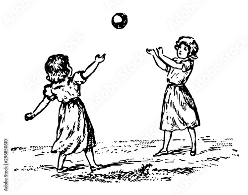 Children Playing vintage illustration.