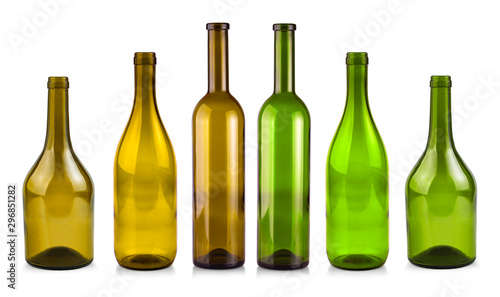 The empty bottle of wine isolated on a white background