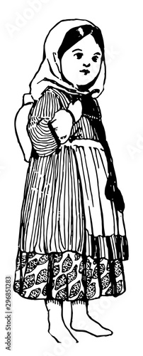 Armenian Doll, vintage engraving.