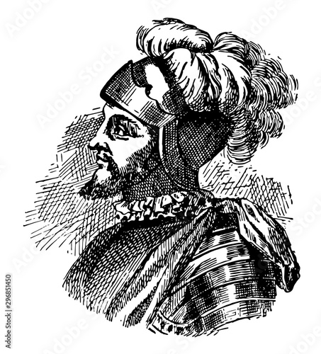 Vasco Nunez de Balboa vintage illustration