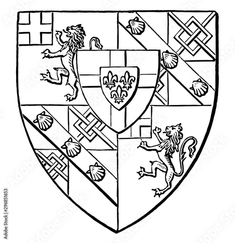Arms of Spencer Churchill is a heraldic coat vintage engraving.